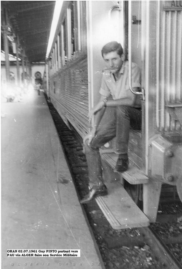 SRVC MLT0 - ORAN - La Gare- Depart de Guy via Alger pour S.M. a Pau- Guy  Pinto  02.07.1961 a.jpg